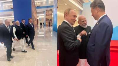 प्रधानमंत्री नरेन्द्र मोदी ने 25वें SCO राष्ट्राध्यक्ष परिषद शिखर सम्मेलन के अवसर पर रूसी राष्ट्रपति व्लादिमीर पुतिन और चीनी राष्ट्रपति शी जिनपिंग से मुलाकात की। प्रधानमंत्री नरेन्द्र मोदी ने 25वें SCO राष्ट्राध्यक्ष परिषद शिखर सम्मेलन के अवसर पर रूसी राष्ट्रपति व्लादिमीर पुतिन और चीनी राष्ट्रपति शी जिनपिंग से मुलाकात की।