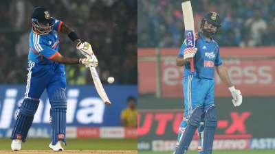 भारतीय टी20 टीम के कप्तान सूर्यकुमार यादव का मौजूदा फॉर्म अभी बिल्कुल भी उम्मीद के अनुसार देखने को नहीं मिल रहा है, जिसमें उनको लेकर काफी सवाल भी उठ रहे हैं। टी20 वर्ल्ड कप 2026 को ध्यान में रखते हुए सूर्या का फॉर्म में आना टीम इंडिया के लिए काफी जरूरी है। सूर्यकुमार यादव की गिनती वर्ल्ड क्रिकेट में टी20 फॉर्मेट के बेहतरीन बल्लेबाजों में की जाती है। हम आपको सूर्यकुमार यादव और रोहित शर्मा के टी20 इंटरनेशनल रिकॉर्ड की तुलना के बारे में बताने जा रहे हैं।