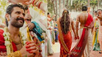 रश्मिका मंदाना और विजय देवरकोंडा ने बीते 26 फरवरी को एक इंटीमेट सेरेमनी में शादी रचा ली है। दोनों की शादी की तस्वीरें भी सामने आई हैं जिसमें वे उदयपुर में अपनी रस्मों और रिवाजों को निभाते नजर आए हैं। अब शादी के बाद रश्मिका और विजय अपने मंदिरों के रिचुअल्स पूरे कर रहे हैं और आज रविवार को टीटीडी मंदिर में माथा टेकने पहुंचे थे। अब शादी और रिचुअल्स के बाद जश्न की भी तैयारी शुरू हो रही है और 4 मार्च को हैदराबाद में ग्रांड रिसेप्शन आयोजित किया जा रहा है। इस रिसेप्शन में तेलंगाना के मुख्यमंत्री को भी निमंत्रित किया गया है। (Image Source-Instagram@rashmika_mandanna) रश्मिका मंदाना और विजय देवरकोंडा ने बीते 26 फरवरी को एक इंटीमेट सेरेमनी में शादी रचा ली है। दोनों की शादी की तस्वीरें भी सामने आई हैं जिसमें वे उदयपुर में अपनी रस्मों और रिवाजों को निभाते नजर आए हैं। अब शादी के बाद रश्मिका और विजय अपने मंदिरों के रिचुअल्स पूरे कर रहे हैं और आज रविवार को टीटीडी मंदिर में माथा टेकने पहुंचे थे। अब शादी और रिचुअल्स के बाद जश्न की भी तैयारी शुरू हो रही है और 4 मार्च को हैदराबाद में ग्रांड रिसेप्शन आयोजित किया जा रहा है। इस रिसेप्शन में तेलंगाना के मुख्यमंत्री को भी निमंत्रित किया गया है। (Image Source-Instagram@rashmika_mandanna)