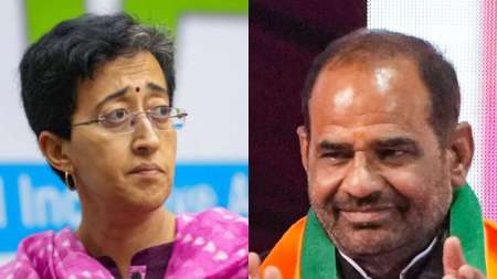 सीएम आतिशी और बीजेपी नेता रमेश बिधूड़ी की फाइल फोटो- India TV Hindi