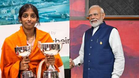 शतरंज खिलाड़ी वैशाली और प्रधानमंत्री नरेंद्र मोदी- India TV Hindi