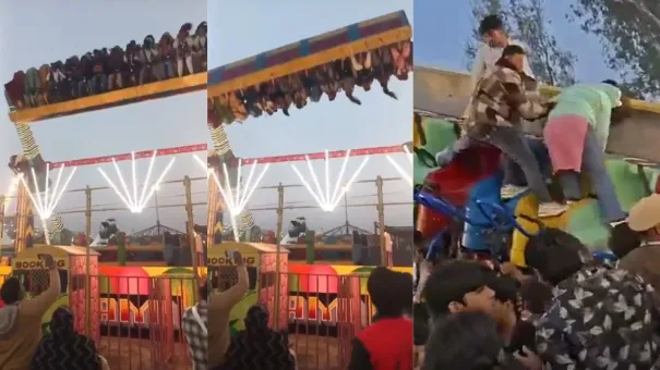 सूरजकुंड मेले में झूला टूटने का Live VIDEO आया सामने, घटना के समय मौजूद थी भारी भीड़