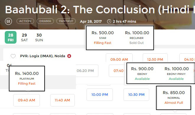 'बाहुबली 2'-दिल्ली में टिकट के दाम 