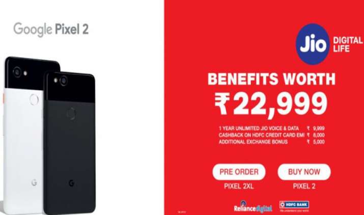 जियो का शानदार ऑफर, Google Pixel 2 खरीदने पर हो रहा है 23000 रुपए का फायदा जियो का शानदार ऑफर, Google Pixel 2 खरीदने पर हो रहा है 23000 रुपए का फायदा- India TV Paisa