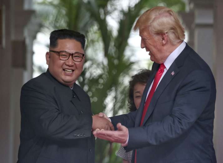 U. S. President Donald Trump shakes hands with North... U. S. President Donald Trump shakes hands with North...- India TV Hindi