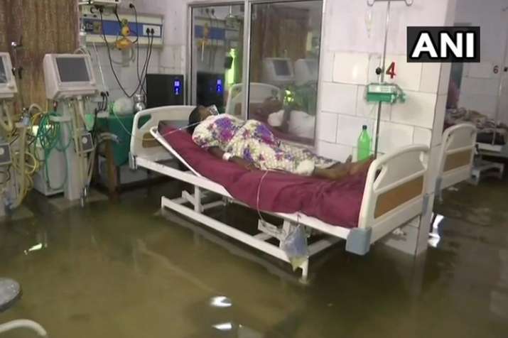 Fish seen in the water logged inside theICU of Nalanda... Fish seen in the water logged inside theICU of Nalanda...- India TV Hindi