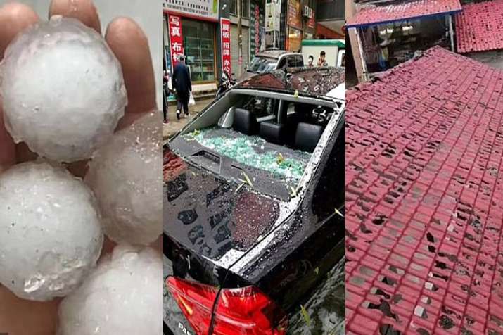 Huge hailstones hammered Chinese county Huge hailstones hammered Chinese county- India TV Hindi