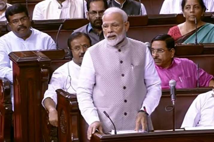 राज्यसभा में प्रधानमंत्री नरेंद्र मोदी। राज्यसभा में प्रधानमंत्री नरेंद्र मोदी।- India TV