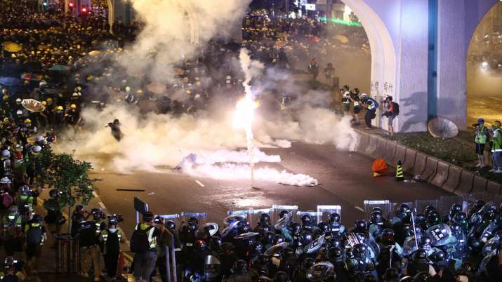 Hong Kong protesters daubed Egg at China Office Hong Kong protesters daubed Egg at China Office- India TV