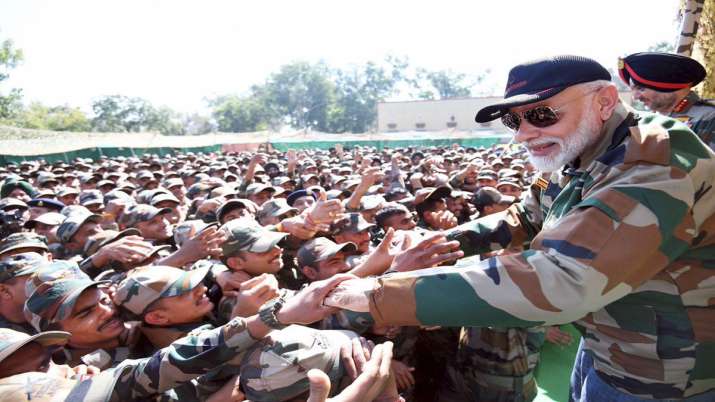 Rajouri: Prime Minister Narendra Modi celebrating the Diwali with the jawans of the Indian Army&nbsp;