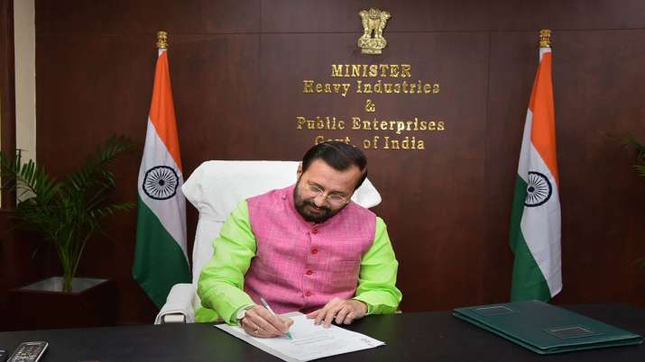 Javadekar takes charge as Union Minister of Heavy Industries and Public Enterprises Javadekar takes charge as Union Minister of Heavy Industries and Public Enterprises- India TV Paisa