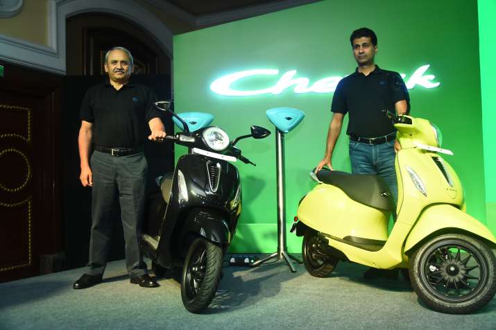 Rajiv Bajaj, MD & Rakesh Sharma, ED launch EV Chetak at Rs 1 lac onwards Rajiv Bajaj, MD & Rakesh Sharma, ED launch EV Chetak at Rs 1 lac onwards- India TV Paisa