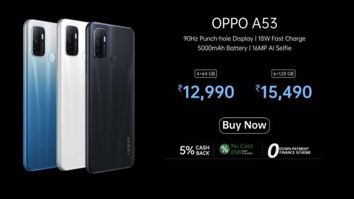 OPPO launches A53 with 90Hz Punch Hole Display, 18W fast charge at a price of INR 12,990 OPPO launches A53 with 90Hz Punch Hole Display, 18W fast charge at a price of INR 12,990 - India TV Paisa