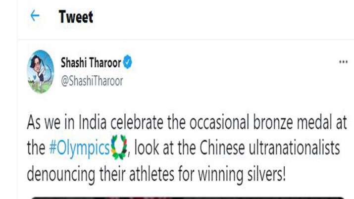 Shashi Tharoor mocks Indians for celebrating Bronze medal at Tokyo Olympics