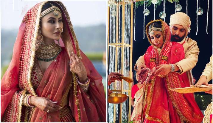 Mouni Roy-Suraj Nambiar Wedding: बंगाली दुल्हन बनीं मौनी रॉय, सब्यसाची के लहंगे में नजर आईं खूबसूरत