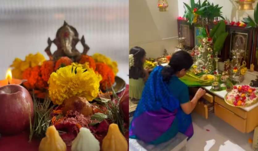 सामंथा ने इंस्टाग्राम स्टोरीज पर अपने मिनिमलिस्टिक गणेश चतुर्थी सेलिब्रेशन की तस्वीर शेयर की है। वहीं, अल्लू अर्जुन ने अपने घर पर गणेश पूजा समारोह की एक झलक इंस्टाग्राम पर शेयर की।