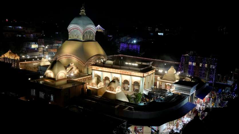 The glittering Kali temple at Kalighat also lit up with lights on the occasion of Kali Puja festival in Kolkata, the capital of West Bengal.