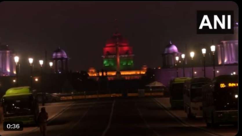 On the occasion of Diwali festival, Rashtrapati Bhavan and Parliament have been illuminated in the country's capital Delhi.