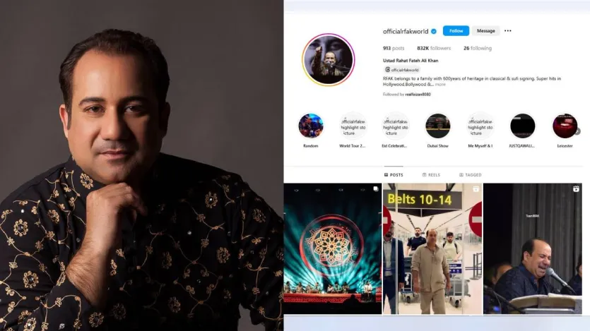 राहत फतेह अली खान किसी पहचान के मोहताज नहीं। दिग्गज सिंगर ने भले ही कई भारतीय फिल्मों के गानों में अपनी आवाज दी हो, लेकिन वो पाकिस्तान के ही रहने वाले हैं। राहत फतेह अली खान के गान भारत ही नहीं बल्कि दुनिया भर में पसंद किए जाते हैं। राहत की भी इंस्टाग्राम पर अच्छी पकड़ है और उनका इंस्टाग्राम हैंडल भी भारत में ब्लॉक नहीं किया गया है। सिंगर के 832000 फॉलोवर्स हैं। राहत फतेह अली खान किसी पहचान के मोहताज नहीं। दिग्गज सिंगर ने भले ही कई भारतीय फिल्मों के गानों में अपनी आवाज दी हो, लेकिन वो पाकिस्तान के ही रहने वाले हैं। राहत फतेह अली खान के गान भारत ही नहीं बल्कि दुनिया भर में पसंद किए जाते हैं। राहत की भी इंस्टाग्राम पर अच्छी पकड़ है और उनका इंस्टाग्राम हैंडल भी भारत में ब्लॉक नहीं किया गया है। सिंगर के 832000 फॉलोवर्स हैं।