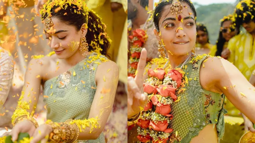 सोमवार को रश्मिका ने अपने इंस्टाग्राम पर हल्दी सेरेमनी की तस्वीरें शेयर कीं और कैप्शन के जरिए बताया कि उनकी और विजय की हल्दी की रस्म 