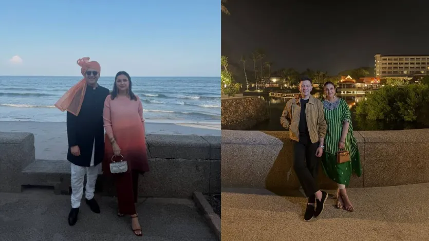 उनकी साझा की गई तस्वीरों के एल्बम में पहली फोटो काफी रंगीन बैकग्राउंड के साथ थी, जिसमें परिणीति और राघव एक-दूसरे के साथ बेहद खुश नजर आ रहे थे। इसके अलावा उन्होंने राघव की माँ के साथ भी एक तस्वीर साझा की, जिसमें पूरा परिवार कैमरे की ओर मुस्कुराता हुआ दिखाई दे रहा है। एल्बम के अंत में अभिनेत्री ने उस भव्य शादी की भी एक झलक दिखाई, जिसके लिए वे विशेष रूप से थाईलैंड गए थे।