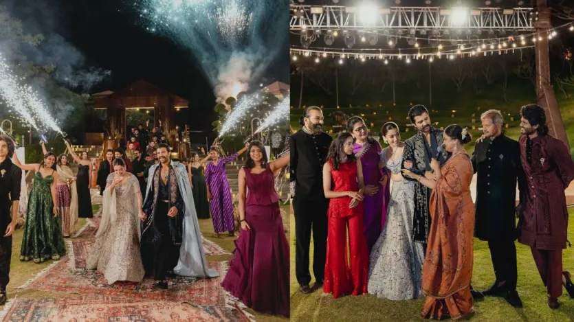 सिर्फ दूल्हा-दुल्हन ही नहीं, बल्कि उनके परिवारों ने भी एक-दूसरे को सरप्राइज देने में कोई कसर नहीं छोड़ी। रश्मिका की बहन ने अपने कजिन्स के साथ मिलकर कपल के लिए एक खूबसूरत परफॉरमेंस दी। वहीं, विजय के भाई आनंद देवरकोंडा ने भी अपने 'अन्ना और वदिना' (भाई और भाभी) के लिए एक मजेदार स्किट और डांस पेश किया।