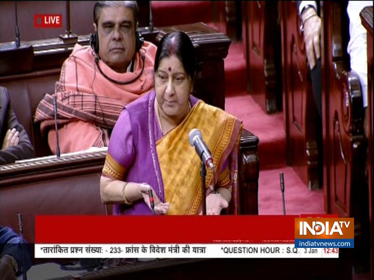 Congress walkout from Rajya Sabha after Sushma Swaraj Statement on Rafale Congress walkout from Rajya Sabha after Sushma Swaraj Statement on Rafale- India TV Hindi