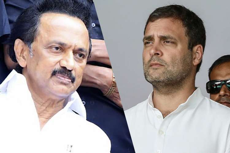 DMK president M K Stalin and Congress president Rahul... DMK president M K Stalin and Congress president Rahul...- India TV Hindi