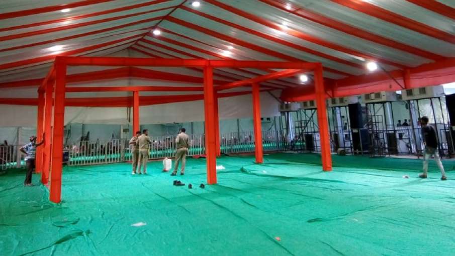 राम मंदिर भूमि पूजन के लिए पंडाल तैयार राम मंदिर भूमि पूजन के लिए पंडाल तैयार- India TV Hindi
