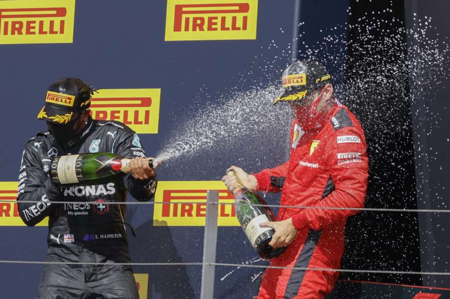 Lewis Hamilton with Charles Leclerc Lewis Hamilton with Charles Leclerc- India TV Hindi
