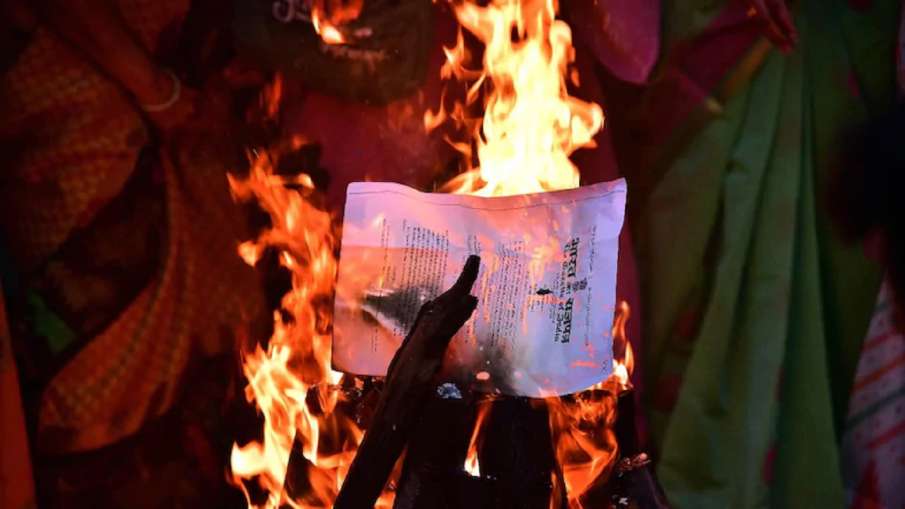 Farmers' Protest: Agitators burn copies of agri laws in Lohri bonfire at protest sites Farmers' Protest: Agitators burn copies of agri laws in Lohri bonfire at protest sites- India TV Hindi