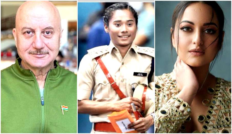 hima das dsp anupam kher sonakshi sinha and other celebs congratulate indian athlete hima das dsp anupam kher sonakshi sinha and other celebs congratulate indian athlete - India TV Hindi