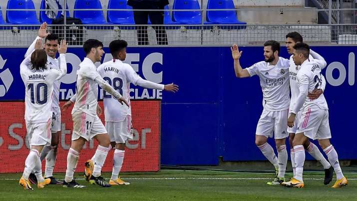 Zinedine Zidane, real madrid, Raphael Varane, huesca, Football Zinedine Zidane, real madrid, Raphael Varane, huesca, Football- India TV Hindi