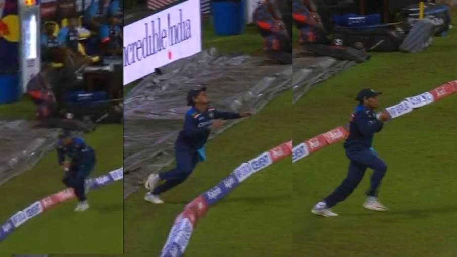 Rahul Chahar caught a wonderful catch on the boundary Watch Video IND vs SL 2nd T20I - India TV Hindi