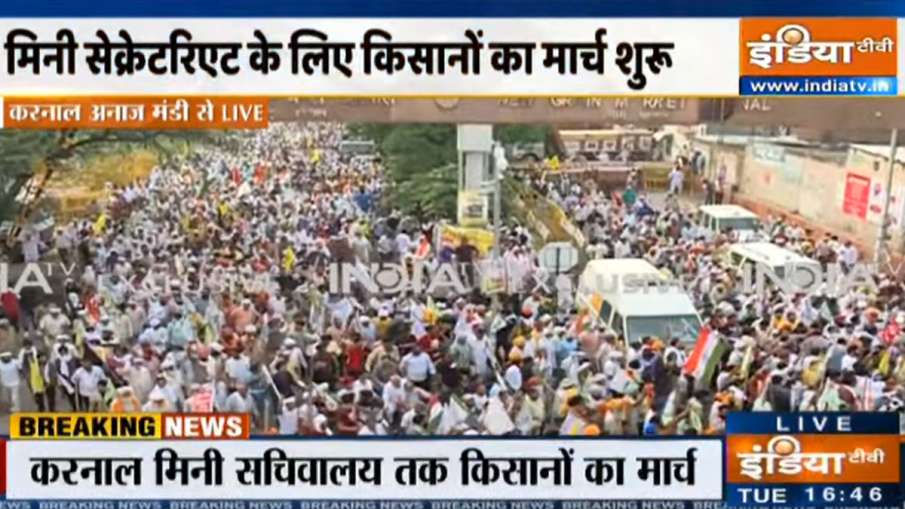 करनाल में किसानों और प्रशासन की बातचीत फेल, प्रदर्शनकारियों को रोकने के लिए भारी पुलिस बल तैनात करनाल में किसानों और प्रशासन की बातचीत फेल, प्रदर्शनकारियों को रोकने के लिए भारी पुलिस बल तैनात- India TV Hindi