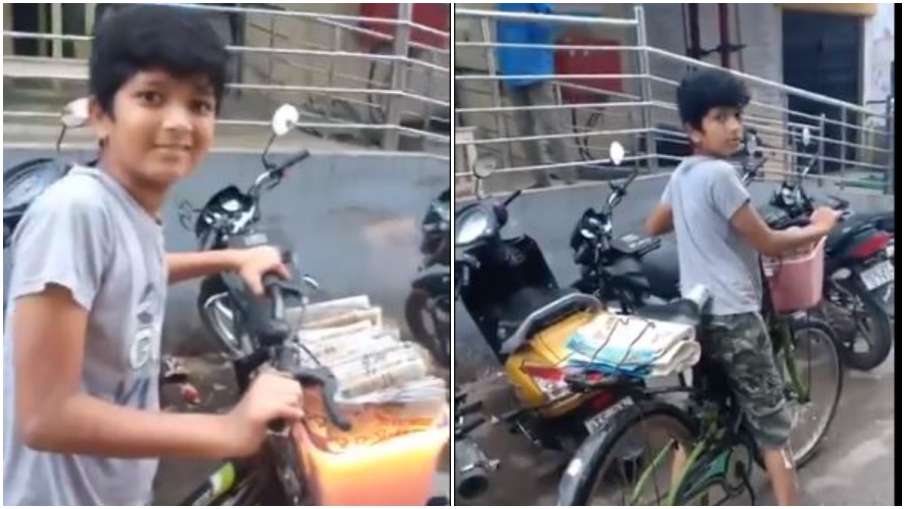 Telangana boy sells newspapers every morning Telangana boy sells newspapers every morning- India TV Hindi