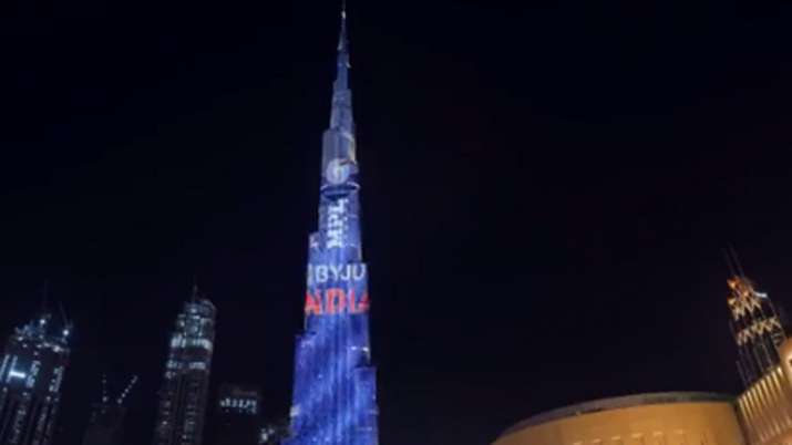 Team India T20 World Cup 2021 new jersey displayed at Burj Khalifa Watch Video Team India T20 World Cup 2021 new jersey displayed at Burj Khalifa Watch Video- India TV Hindi