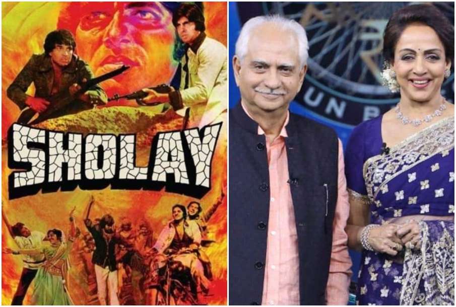 Sholay flm poster and Ramesh Sippy & Hema Malini - India TV Hindi