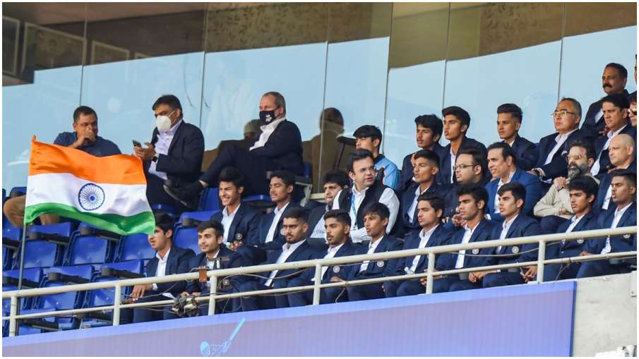 BCCI Secretary Jay Shah and VVS Laxman sit with the World Cup-winning U19 team during the second ODI- India TV Hindi