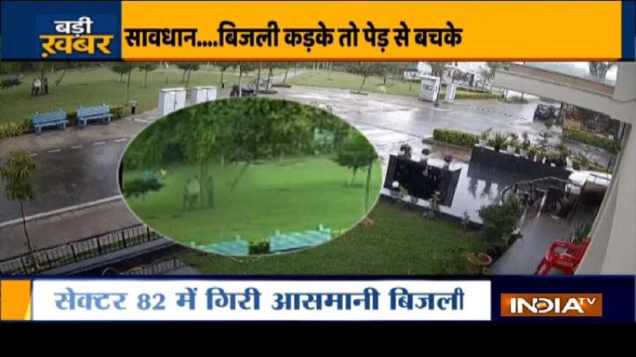 VIDEO: गुरुग्राम में बारिश के समय पेड़ के नीच खड़े थे लोग, अचानक गिरी बिजली और फिर...- India TV Hindi News