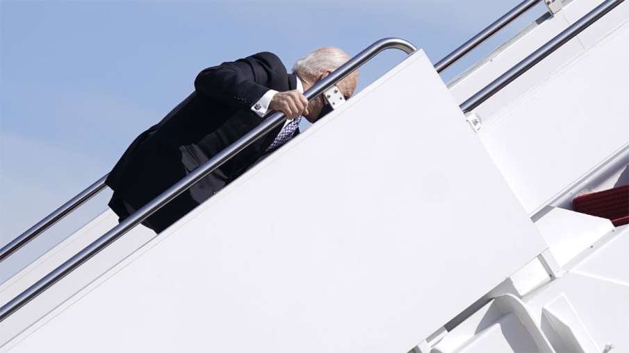 Watch: US President Joe Biden Falls Thrice While Boarding Air Force One ...