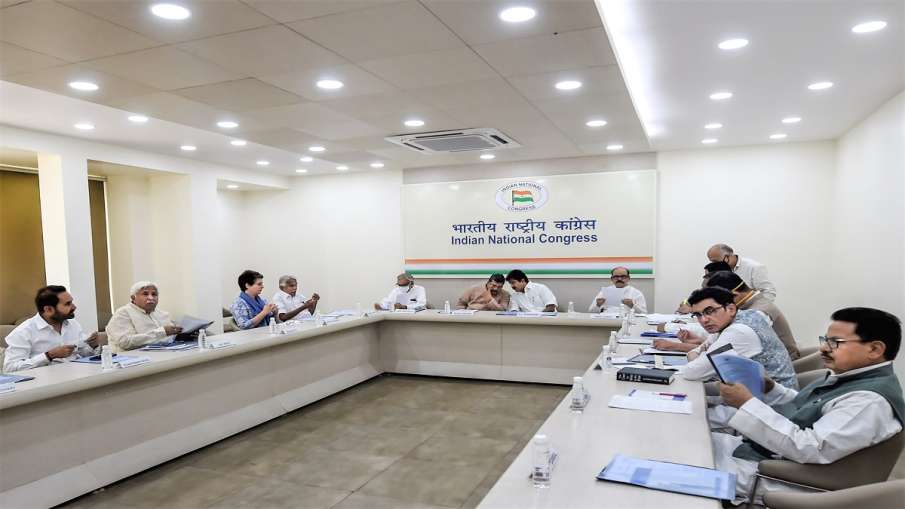 Congress leaders at a meeting of party general secretaries and in-charge of the state, at the AICC h- India TV Hindi