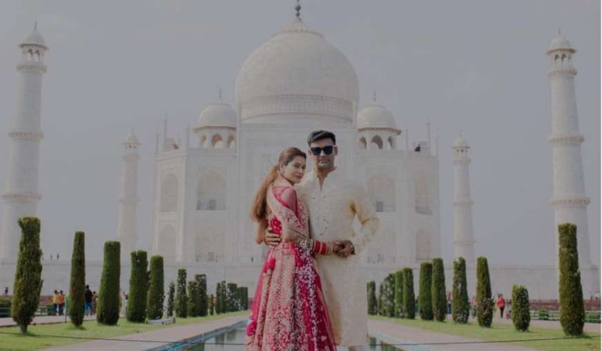 Payal Rohatgi and Sangram Singh reach Taj Mahal after marriage - India TV