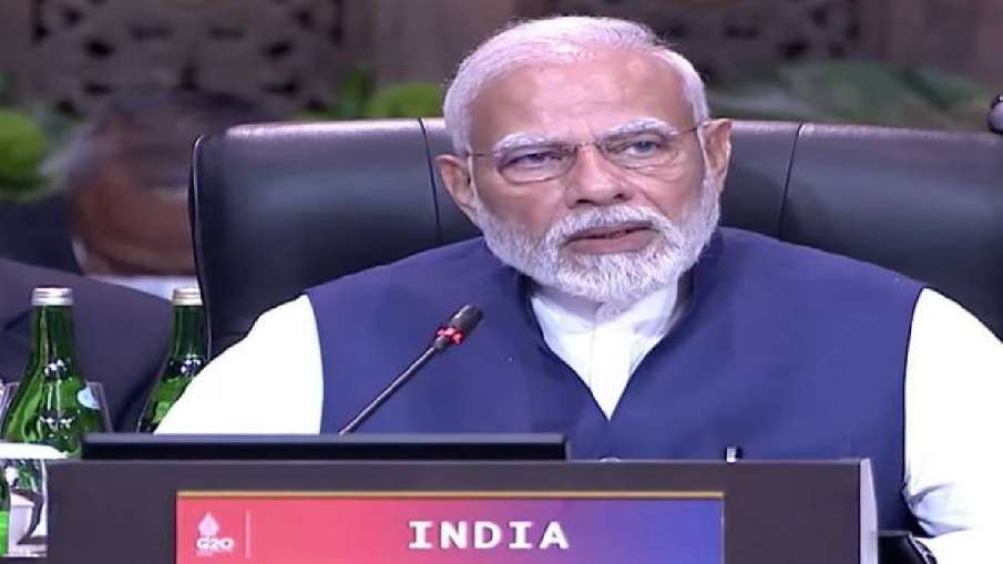 प्रधानमंत्री नरेंद्र मोदी जी-20 शिखर सम्मेलन में संबोधन करते हुए। - India TV Hindi News