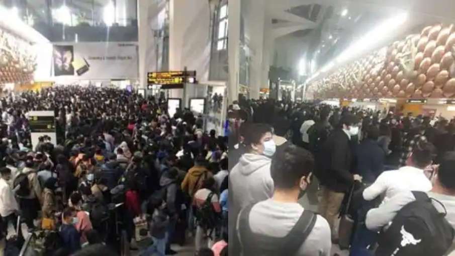 दिल्ली के इंदिरा गांधी अंतरराष्ट्रीय (IGI) हवाई अड्डे पर भारी भीड़- India TV Hindi