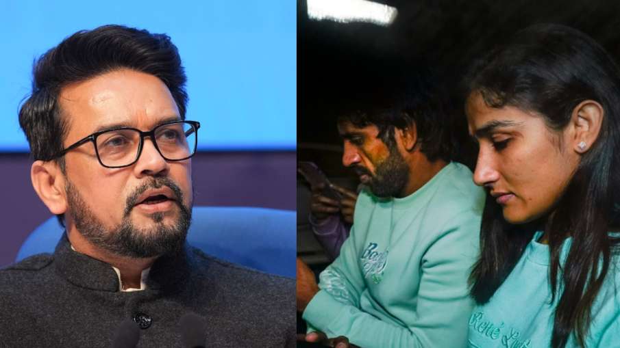 खेल मंत्री अनुराग ठाकुर के साथ मुलाकात के बाद रेसलर्स- India TV Hindi