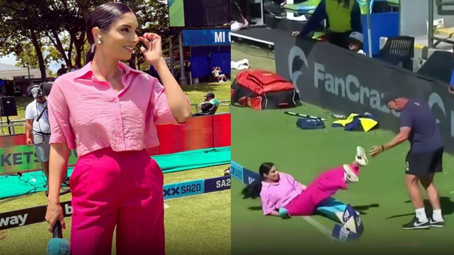 Zainab Abbas falls during an SA20 match- India TV Hindi