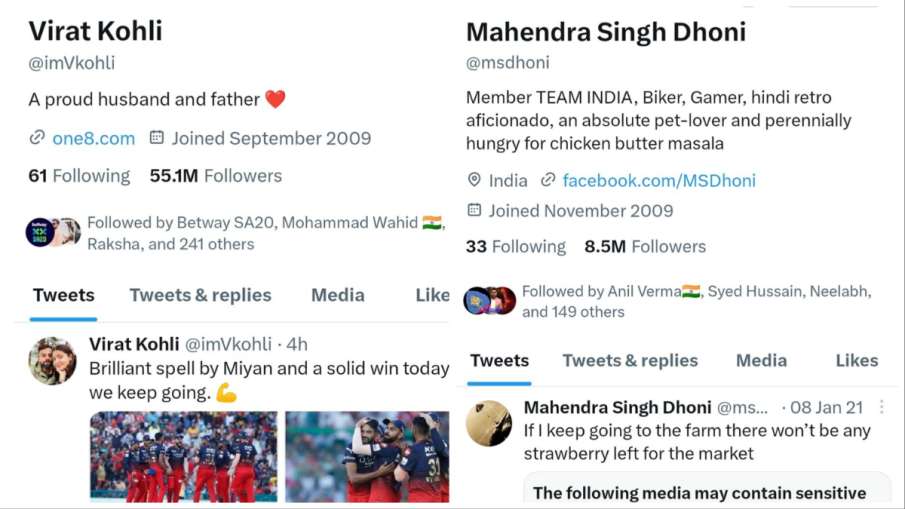 MS Dhoni and Virat Kohli Twitter Bluetick- India TV Hindi