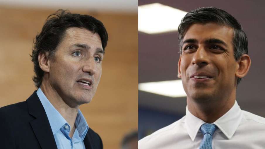 कनाडा के प्रधानमंत्री जस्टिन ट्रूडो और ब्रिटिश ऋषि सनक। - इंडिया टीवी हिंदी